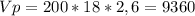 Vp=200*18*2,6=9360