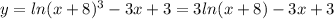 y=ln(x+8)^3-3x+3=3ln(x+8)-3x+3