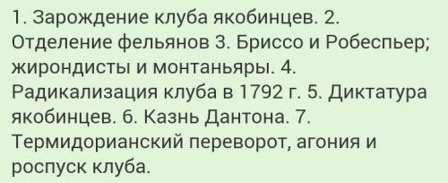 Составьте план ответа на вопрос раскол среди якобинцев