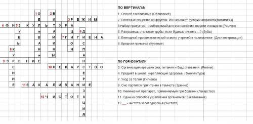 Кроссворд на тему здоровый образ жизни