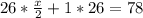 26*\frac{x}{2}+1*26=78