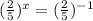 ( \frac{2}{5} )^{x} = (\frac{2}{5}) ^{-1}