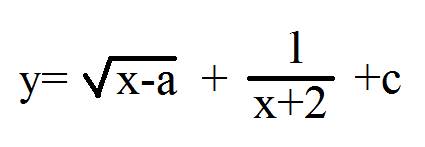 Составить эквивалентную запись выражения y=sgrt(x-a)+1/(x+2)+c