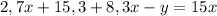 2,7x+15,3+8,3x-y=15x