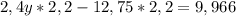 2,4y*2,2-12,75*2,2=9,966