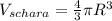 V _{schara}= \frac{4}{3} \pi R^{3}