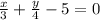 \frac{x}{3} + \frac{y}{4} -5=0 \\ &#10;&#10;