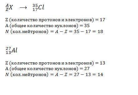 Опишите состав атомов изотопов 35/17cl и 27/13al