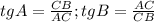 tgA= \frac{CB}{AC} ; tgB= \frac{AC}{CB}