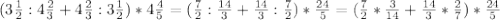 (3 \frac{1}{2} :4 \frac{2}{3} +4 \frac{2}{3}:3 \frac{1}{2} )*4 \frac{4}{5} =( \frac{7}{2} : \frac{14}{3} +\frac{14}{3}:\frac{7}{2})* \frac{24}{5} =(\frac{7}{2}* \frac{3}{14}+ \frac{14}{3}* \frac{2}{7})*\frac{24}{5}