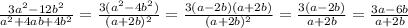 \frac{3a^2-12b^2}{a^2+4ab+4b^2} = \frac{3(a^2-4b^2)}{(a+2b)^2} = \frac{3(a-2b)(a+2b)}{(a+2b)^2} = \frac{3(a-2b)}{a+2b} = \frac{3a-6b}{a+2b}