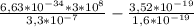 \frac{6,63* 10^{-34}*3* 10^{8} }{3,3 *10^{-7} } - \frac{3,52* 10^{-19} }{1,6* 10^{-19} }