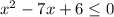 x^{2} -7x+6 \leq 0