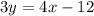 3y=4x-12