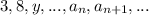 3, 8, y, ..., a_n, a_{n+1}, ...