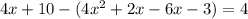 4x+10-(4x^2+2x-6x-3)=4