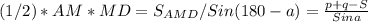 (1/2)*AM*MD=S_{AMD}/Sin(180-a)= \frac{p+q-S}{Sina}