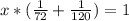 x* ( \frac{1}{72} + \frac{1}{120} ) = 1