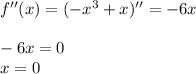 f''(x)=(-x^3+x)''=-6x\\\\-6x=0\\x=0