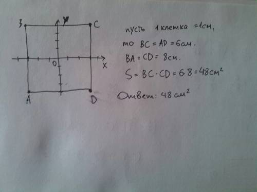 Найдите площадь прямоугольника abcd, если а(-3: -4) b(-3; 4) с(3; 4) d(3: -4)