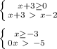 \left \{ {{x+3 \geq 0} \atop {x+3\ \textgreater \ x-2}} \right. \\ \\ \left \{ {{x \geq-3} \atop {0x\ \textgreater \ -5}} \right.