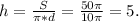 h = \frac{S}{ \pi *d} = \frac{50 \pi }{10 \pi } =5.