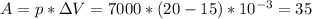 A=p*\Delta V=7000*(20-15)*10^{-3}=35