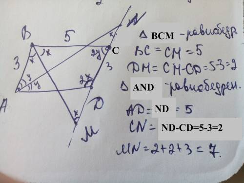 18 ! стороны параллелограмма равны 3 и 5 см . биссектрисы углов , прилежащих к меньшей стороне , пер