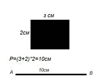 Начерти прямоугольник со сторонами 3см и 2см найди его периметр.