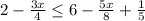 2-\frac{3x}4\leq6-\frac{5x}8+\frac{1}{5}