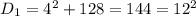 D_1=4^2+128=144=12^2