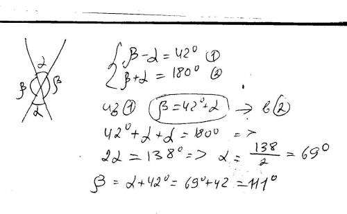 Умоляю ! мне через час в школу. разность двух углов ,образовавшихся при пересечении двух прямых ,рав