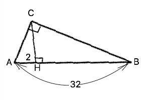 Впрямоугольном треугольнике abc угол c прямой,ch-высота.найти ac,если ah=2,ab=32
