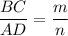 \dfrac {BC}{AD}=\dfrac mn