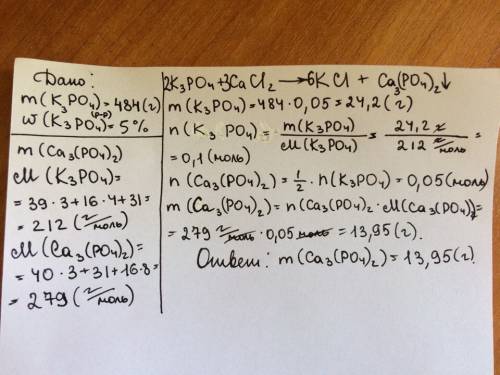 К484 г раствора фосфата калия с массовой долей растворенного вещества 5% добавили избыток раствора х