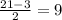 \frac{21-3}{2} = 9