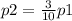 p2 = \frac{3}{10} p1