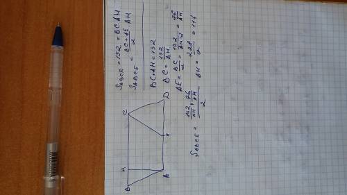 Площадь параллелограмма abcd равна 152. точка e — середина стороны ad. найдите площадь трапеции aecb