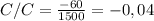 C/C= \frac{-60}{1500} = -0,04