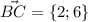 \vec{BC}=\{2; 6\}