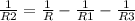 \frac{1}{R2} = \frac{1}{R} - \frac{1}{R1} - \frac{1}{R3}