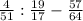 \frac{4}{51} : \frac{19}{17} - \frac{57}{64}