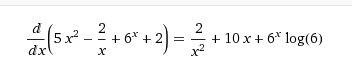 Найти производную функции y= 5x^2-(2/x)+(6^x)+2