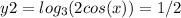 y2 = log_3(2cos(x))=1/2