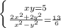 \left \{ {{xy=5} \atop {\frac{2x^{2} + 2y^{2}}{x^{2} - y^{2}} = \frac{13}{6}}} \right.