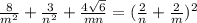 \frac{8}{m^{2} }+ \frac{3}{n^{2} }+ \frac{4 \sqrt{6} }{mn}=( \frac{2}{n}+ \frac{2}{m} )^{2}