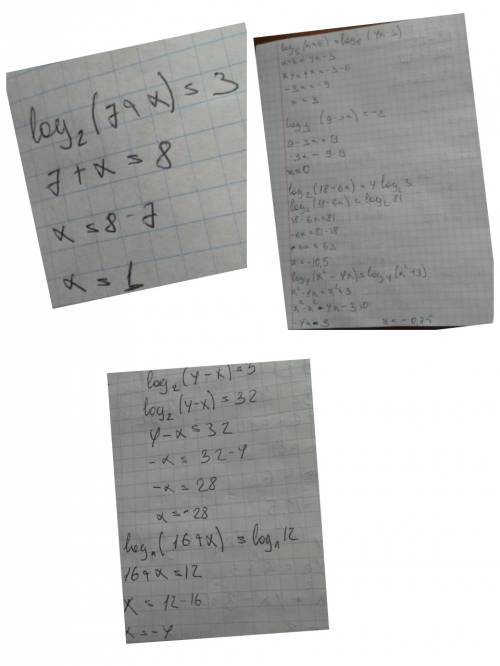 Решить уровнение log2(4-x)=5 log2(7+x)=3 log11(16+x)=log11 12 log5(x+6)=log5(4x-3) log1/3(9-3x)=-2 l