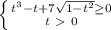 \left \{ {{t^3-t+7\sqrt{1-t^2} \geq 0} \atop {t\ \textgreater \ 0}} \right.