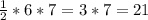 \frac{1}{2} * 6 * 7 = 3 * 7 = 21