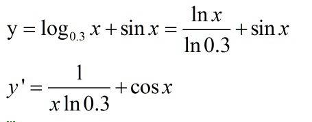 Найти производную функции : log 0.3 x + sin x